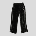 CLB XXIII Amiri black crushed velvet track pants with white side stripe detailing and elasticated waistband.