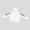 CLB XXIII white Amiri Bones hoodie in 100% cotton with black bone graphics on sleeves and small chest logo
