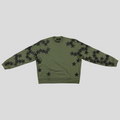 CLB XXIII Amiri green cotton crewneck sweatshirt featuring black star applique detailing on the front and sleeves.