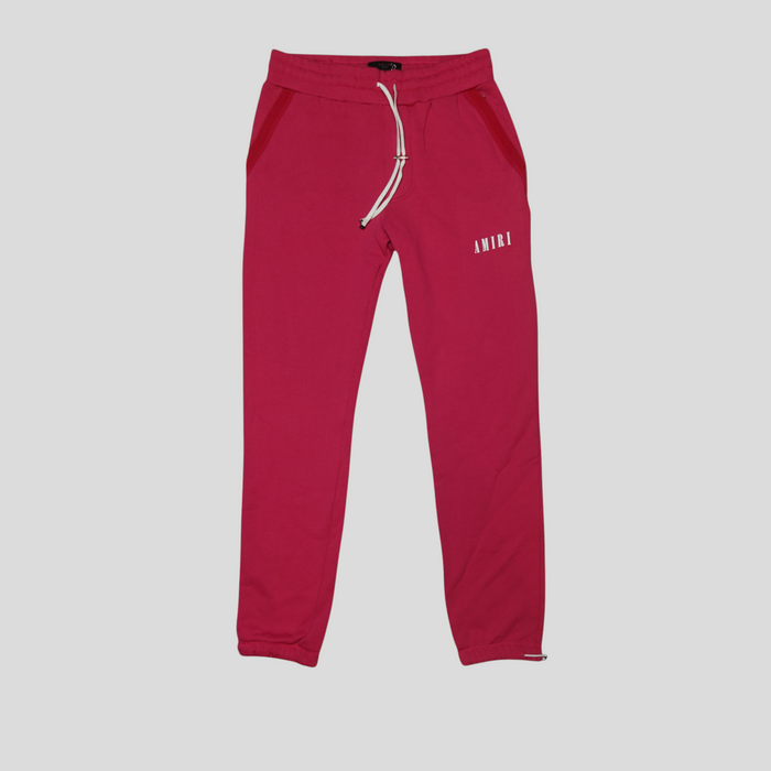 CLB XXIII Amiri pink cotton sweatpants with white logo print and drawstring waist