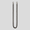 CLB XXIII Amiri silver wallet chain with black enamel fill detail and secure claw clasps, 25 inches long.