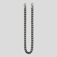 CLB XXIII Amiri silver wallet chain with black enamel fill detail and secure claw clasps, 25 inches long.