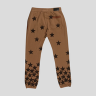 CLB XXIII Amiri Chemist tobacco brown cotton sweatpants with black star pattern and back pocket detail