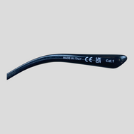 CLB XXIII Balenciaga aviator sunglasses temple arm detail showing Made in Italy and Cat 1 lens markings