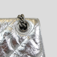 CLB XXIII Balenciaga Crush small chain bag in metallic silver crinkled leather with silver-tone hardware detail