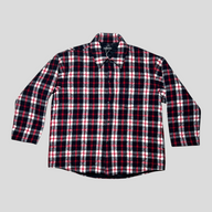CLB XXIII Balenciaga quilted plaid jacket in black, red, and white virgin wool blend with a classic collar