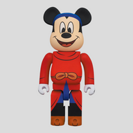 CLB XXIII 1000% Bearbrick Fantasia Mickey figure in red robe and blue headband, standing in a classic pose.