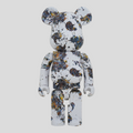 CLB XXIII 1000% Bearbrick Jackson Pollock Studio Splash figure with white base and multi-colored paint splatters