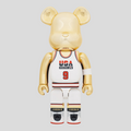 CLB XXIII 1000% Bearbrick Michael Jordan 1992 Team USA figure in gold, white, red, and navy with basketball jersey