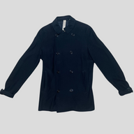 CLB XXIII black double-breasted Burberry cotton trench coat with button closure and classic collar