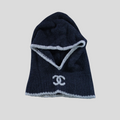 CLB XXIII black cashmere and silk blend balaclava featuring a white interlocking CC logo and ribbed trim detail.