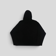 CLB XXIII black Chrome Hearts fleece pullover hoodie, back view, made from 100% polyester.