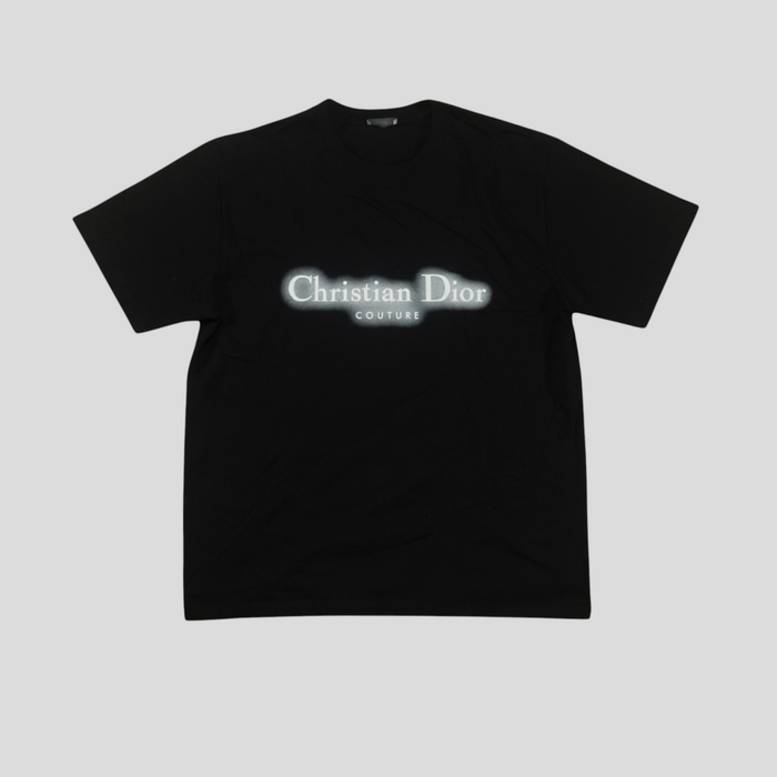 CLB XXIII black cotton Christian Dior Couture t-shirt with a white gradient logo print on the chest.