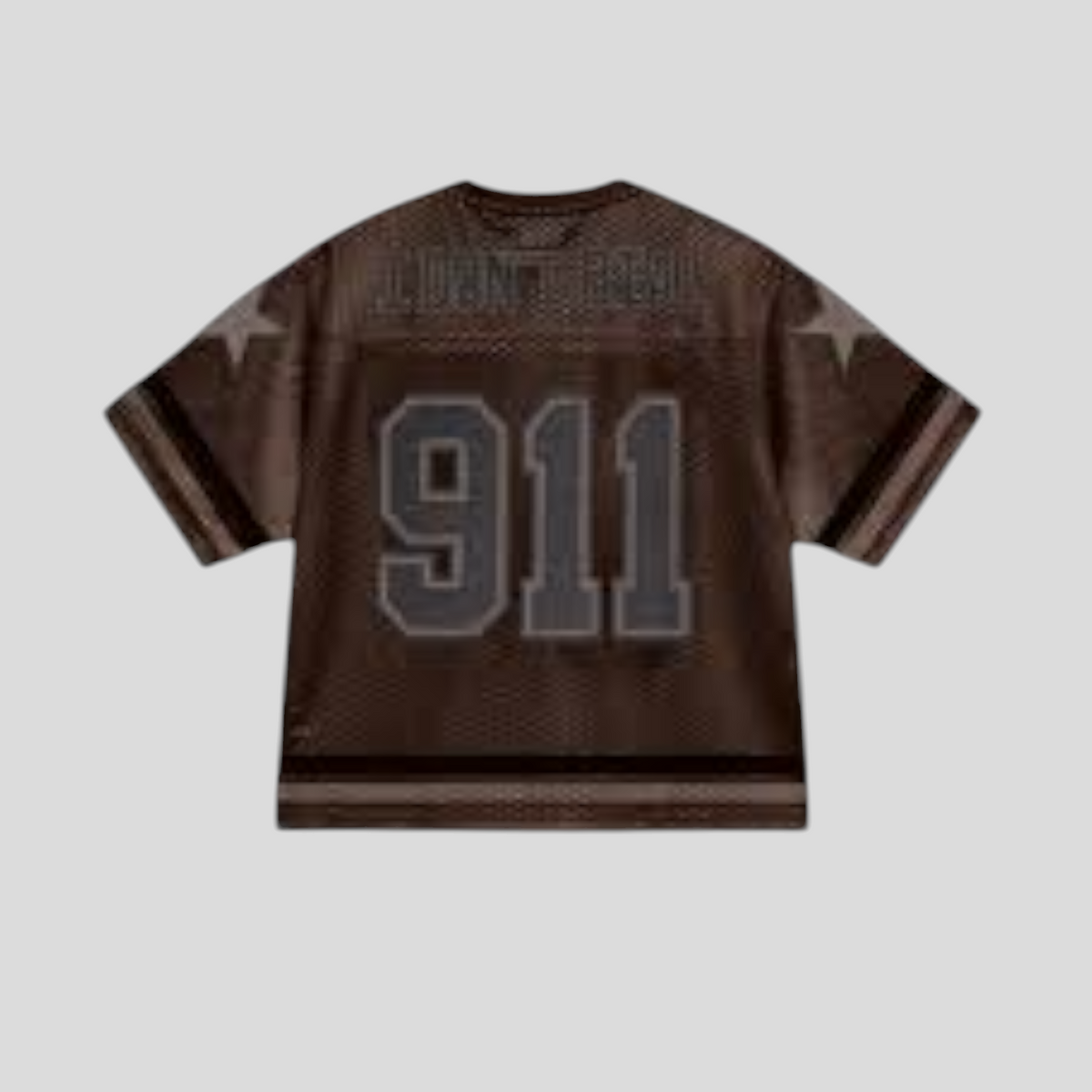 CLB XXIII Bravest Studio 911 brown mesh football jersey with star sleeve details and back graphic