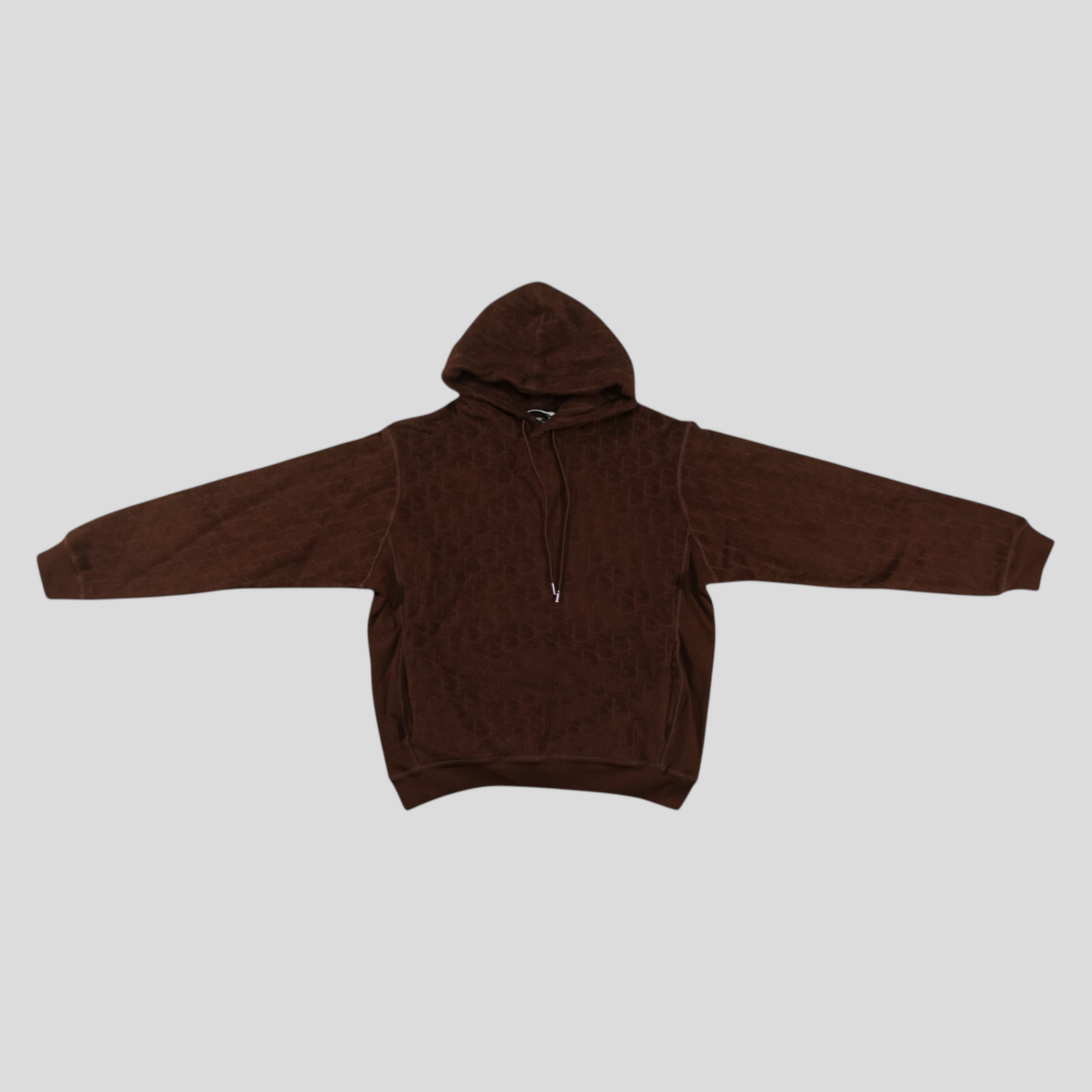 CLB XXIII brown Dior Oblique terrycloth cotton hoodie with a drawstring hood and long sleeves