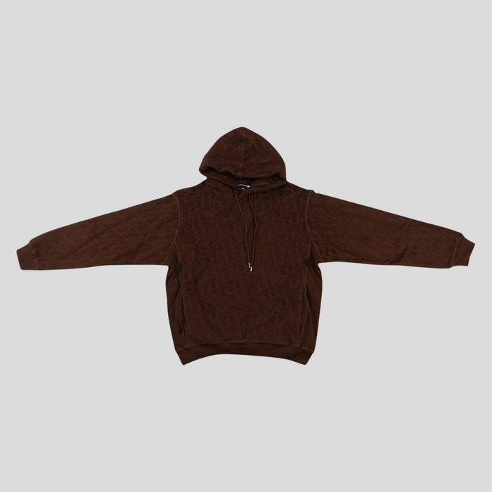 CLB XXIII brown Dior Oblique terrycloth cotton hoodie with a drawstring hood and long sleeves