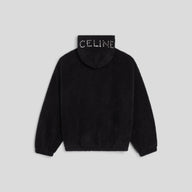 CLB XXIII Celine Homme black fleece hoodie with crystal embellished logo on the back of the hood