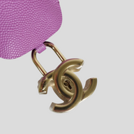 CLB XXIII purple caviar leather Chanel CC logo lock and key accessory for vanity case