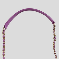 CLB XXIII Chanel Caviar purple quilted vanity case leather and gold chain shoulder strap detail