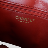 CLB XXIII Chanel Caviar leather Filigree backpack interior with gold logo stamp and red zipper detail
