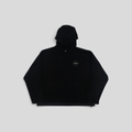CLB XXIII black Chrome Hearts fleece pullover hoodie with a front logo patch and drawstring hood