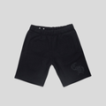 CLB XXIII Chrome Hearts Seven-11 black cotton sweatshorts featuring a tonal gothic logo on the leg