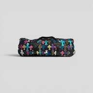 CLB XXIII Chrome Hearts XXL duffle bag featuring a black base with multi-colored metallic and leopard print cross patches
