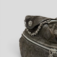 CLB XXIII preowned black Chrome Hearts XXL duffle bag with sterling silver cross patches and hardware details.