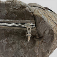 CLB XXIII black leather Chrome Hearts XXL duffle bag featuring cross patches and sterling silver dagger zipper pull