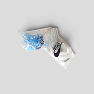 CLB XXIII Chrome Hearts X Nocta Air Force 1 accessory kit with blue letter beads and white laces in plastic bags