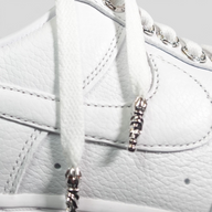 CLB XXIII Chrome Hearts X Nocta white leather Air Force 1 sneaker with silver hardware lace aglets