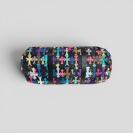 CLB XXIII Chrome Hearts black leather duffle bag featuring multi-colored and leopard print cross patches