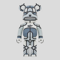 CLB XXIII 1000% Bearbrick David Flores X XLarge figure in grey, black, and white with graphic line art design
