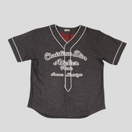 CLB XXIII grey wool and cotton Dior Atelier baseball shirt with white piping and embroidered front logo