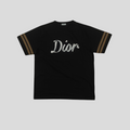 CLB XXIII Dior black cotton t-shirt with metallic logo and striped sleeves