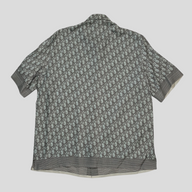 CLB XXIII Dior Diamond Oblique blue silk short sleeve button up shirt with all-over monogram pattern