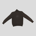 CLB XXIII Dior brown cashmere cable knit sweater featuring a high neck and embroidered CD Icon logo on the chest.