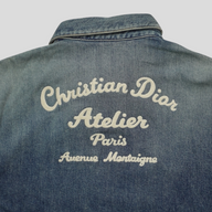 CLB XXIII Dior Christian Dior Atelier blue cotton denim jacket with white embroidered back logo
