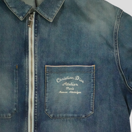 CLB XXIII Dior Christian Dior Atelier blue cotton denim zip-up jacket with chest pocket logo embroidery