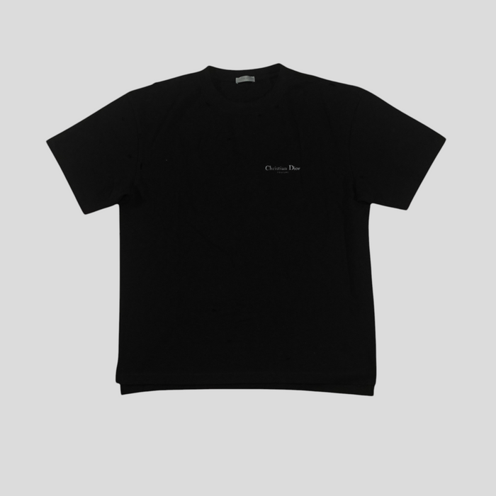CLB XXIII black Christian Dior Couture distressed cotton t-shirt with small logo detail