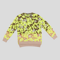 CLB XXIII Dior long sleeve knit shirt featuring a green and brown floral intarsia pattern with ribbed trim