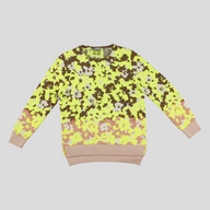 CLB XXIII Dior long sleeve knit shirt featuring a green and brown floral intarsia pattern with ribbed trim
