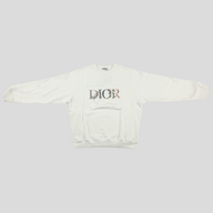 CLB XXIII white Dior crewneck sweatshirt featuring floral logo embroidery in 100% cotton