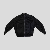 CLB XXIII Dior X Judy Blame black and navy blue polyamide bomber jacket with a full-length back zipper closure.