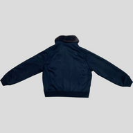 CLB XXIII Dior navy blue cashmere jacket with a dark fur collar, shown from the back view.