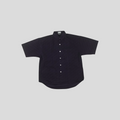 CLB XXIII Dior Oblique denim short sleeve overshirt in dark blue cotton with button-down front and chest pocket.