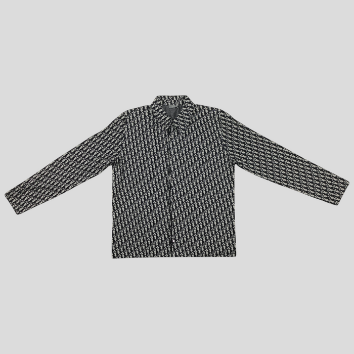 CLB XXIII Dior Oblique jacquard overshirt in grey and navy blue cotton with classic monogram pattern