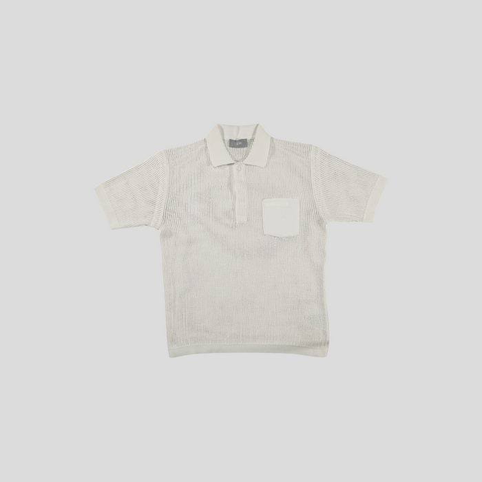 CLB XXIII Dior X Parley off-white mesh polo shirt made from recycled polyester with a chest pocket