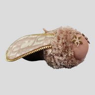 CLB XXIII Dior bee keychain in purple featuring a plush body, monogram fabric wings, and a gold star accent.