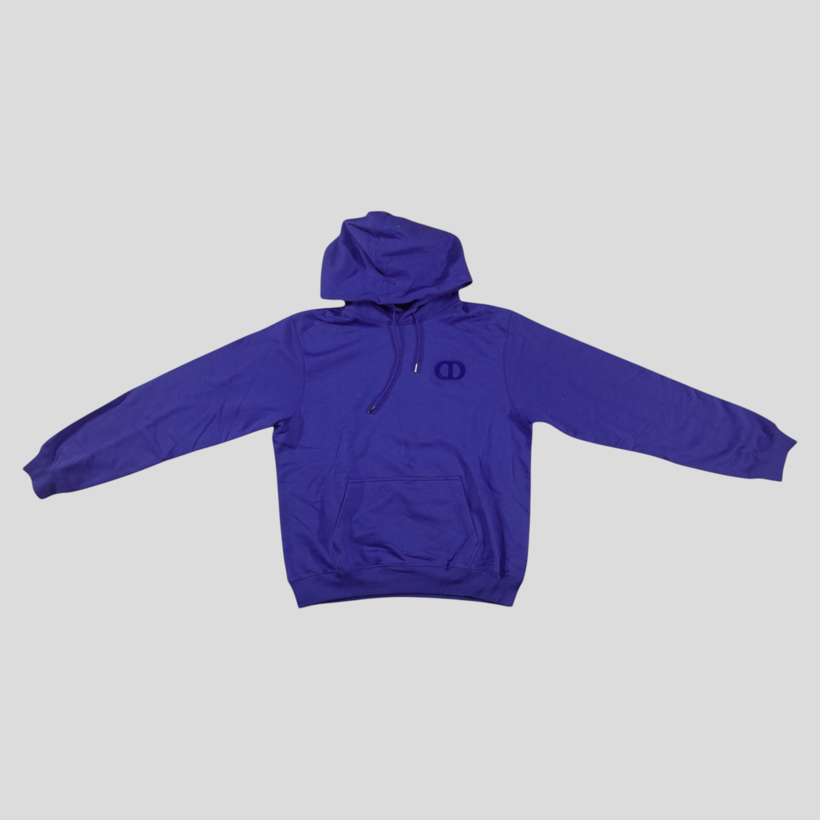 CLB XXIII gently used purple Dior CD Icon cotton hoodie with a front kangaroo pocket and drawstring hood